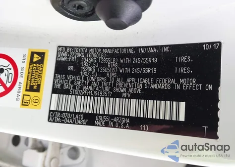 2018 Toyota Highlander Limited Platinum z USA, uszkodzony, nr VIN 5TDDZRFH1JS493517